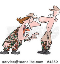 Cartoon Lady Yelling at a Military Guy in Boot Camp by Toonaday