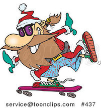 Cartoon Santa Skateboarding by Toonaday
