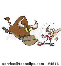Cartoon Guy Running from a Bull by Toonaday