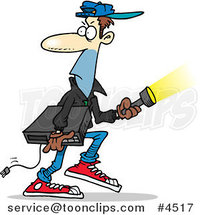 Cartoon Burglar Carrying an Electronic Device by Toonaday