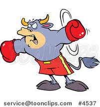 Cartoon Boxing Bull by Toonaday