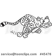 Outlined Cartoon Cheetah Running with Its Tongue Hanging out by Toonaday