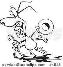 Cartoon Black and White Line Drawing of an Entertainer Bug by Toonaday