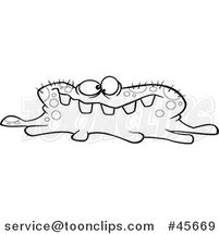 Cartoon Black and White Toothy Flu Bug by Toonaday
