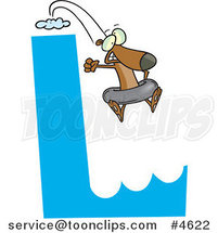 Cartoon Dog Leaping off of an L Cliff with an Inner Tube by Toonaday