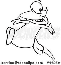 Line Art Cartoon Happy Penguin Jumping by Toonaday