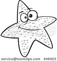 Black and White Cartoon Skeptical Starfish by Toonaday
