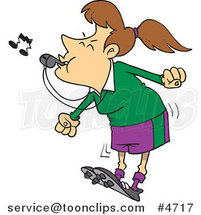 Cartoon Female Referee Blowing a Whistle by Toonaday