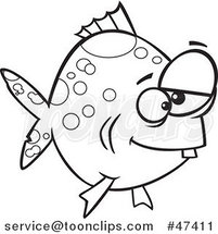 Cartoon Black and White Spotted Dopey Fish by Toonaday