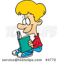 Cartoon Happy Boy Reading by Toonaday