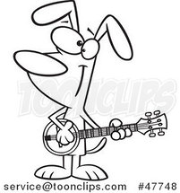 Black and White Cartoon Musician Dog Playing a Banjo by Toonaday