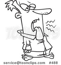Cartoon Coloring Page Line Art of a Sick Guy Hanging His Tongue out by Toonaday