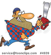 Cartoon Lumberjack Carrying a Saw by Toonaday