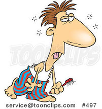 Cartoon Guy Dragging Himself to Brush His Teeth by Toonaday