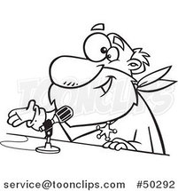 Cartoon Black and White CRS Santa Speaking into a Microphone by Toonaday
