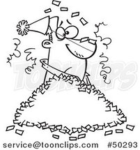 Cartoon Black and White Guy in a Pile of Party Confetti by Toonaday