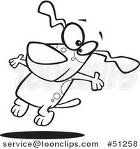 Cartoon Outlined Happy Dog Jumping by Toonaday
