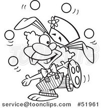 Cartoon Outlined Juggling Funny Bunny Clown by Toonaday