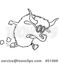 Cartoon Outlined Racing Yak Wearing Goggles by Toonaday