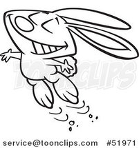 Cartoon Outlined Happy Bunny Jumping with Glee by Toonaday