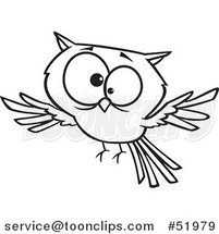 Cartoon Outlined Cross Eyed Owl by Toonaday