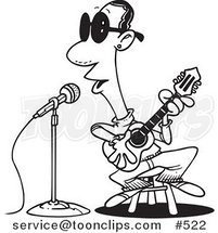 Cartoon Coloring Page Line Art of a Guy Singing the Blues by Toonaday
