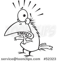 Cartoon Black and White Scared Crow Biting His Nails by Toonaday