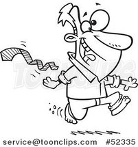 Cartoon Black and White Excited Guy Ripping His Tie off and Running Bare Foot by Toonaday