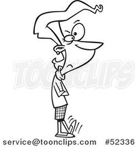 Cartoon Black and White Impatient Lady with Folded Arms, Tapping Her Foot by Toonaday