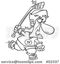 Cartoon Black and White Old Hockey Geezer Guy by Toonaday