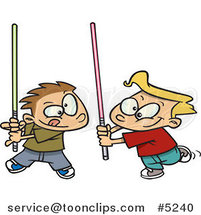 Cartoon Boys Playing with Light Sabres by Toonaday