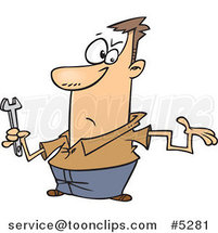 Cartoon Clueless Repair Guy with a Crooked Arm by Toonaday