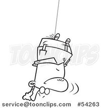 Cartoon Black and White Upside down Guy Swinging Topsy Turvy by Toonaday
