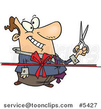 Cartoon Business Man Cutting a Ribbon by Toonaday