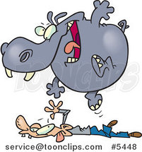 Cartoon Hippo Pouncing on a Guy by Toonaday