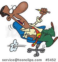 Cartoon Black Business Man Playing in a Chair by Toonaday