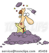 Cartoon Business Man in a Pile of Rocks by Toonaday
