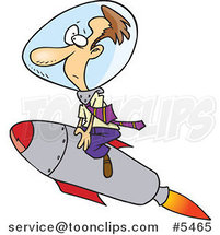 Cartoon Guy Riding a Rocket by Toonaday