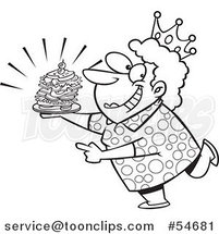 Cartoon Black and White Sandwich Queen Lady Wearing a Crown by Toonaday