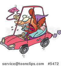 Cartoon Female Driver with Road Rage by Toonaday