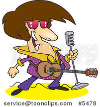Cartoon Rocker with a Microphone and Guitar by Toonaday