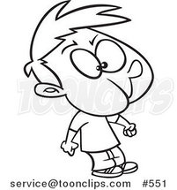 Cartoon Coloring Page Line Art of a Boy Holding His Breath by Toonaday