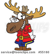 Cartoon Mountie Moose Saluting by Toonaday