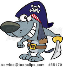 Cartoon Pirate Dog Holding a Sword by Toonaday