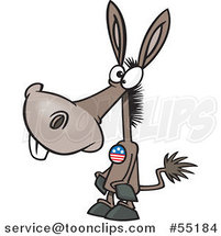 Cartoon Democratic Donkey Wearing a Button by Toonaday