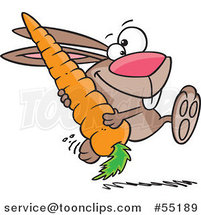 Cartoon Happy Rabbit Carrying a Huge Carrot by Toonaday