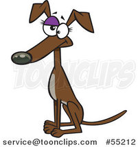 Cartoon Sitting Brown Female Greyhound Dog by Toonaday