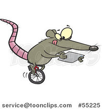 Cartoon Rat Riding a Unicycle and Using a Tablet Computer by Toonaday