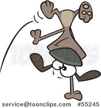 Cartoon Happy Brown Dog Doing a Cartwheel by Toonaday