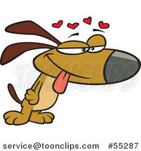 Cartoon Infatuated Brown Dog in Love by Toonaday